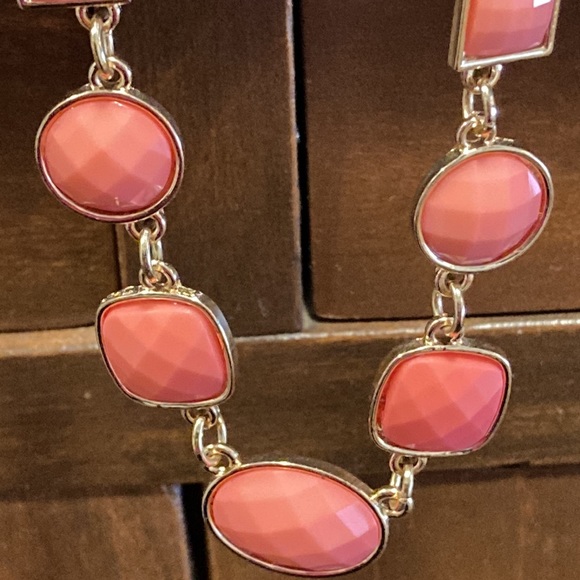 Charming Charlie - Matching Coral Gold Tone Chain Link Necklace & Earring Set - Picture 5 of 10